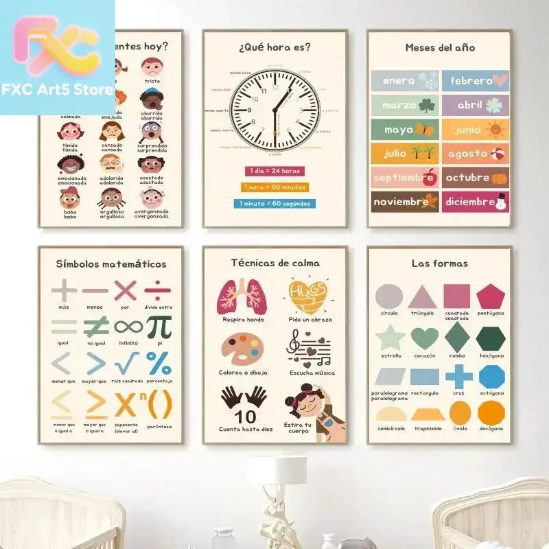 Kids Education Alphabet Numbers - 1 peça de arte de parede