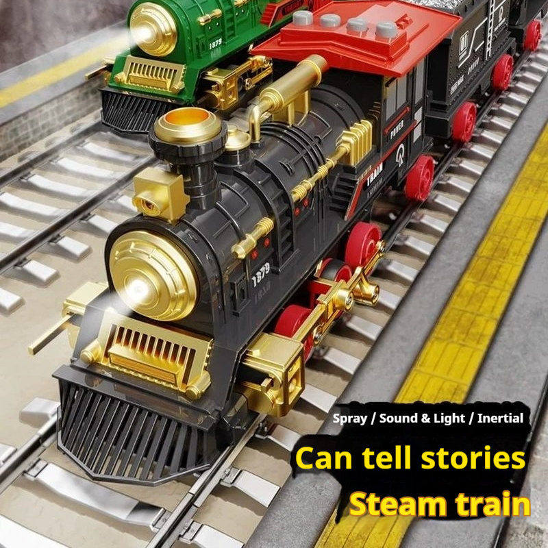 Kids Education Story - Trem Elétrico Retrô Infantil com Trilhos,