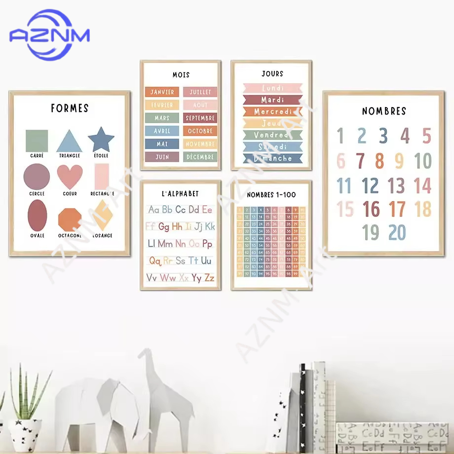 1PC, Pintura em Tela com Forma - Kids Education Alphabet Numbers avaliação e preço
