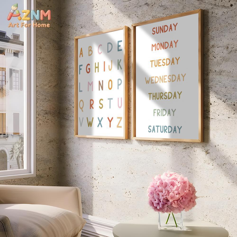 AZNM Quadro de Parede Educacio - Kids Education Alphabet Numbers avaliação e preço