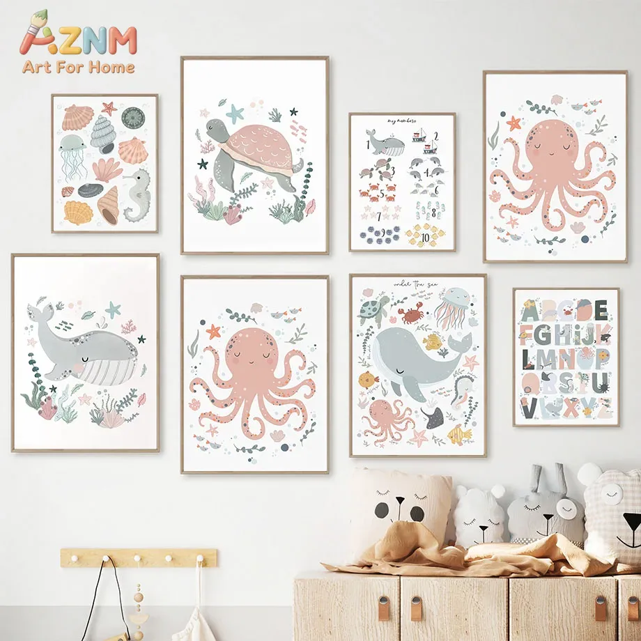 AZNM Quadro Decorativo de Pare - Kids Education Alphabet Numbers avaliação e preço