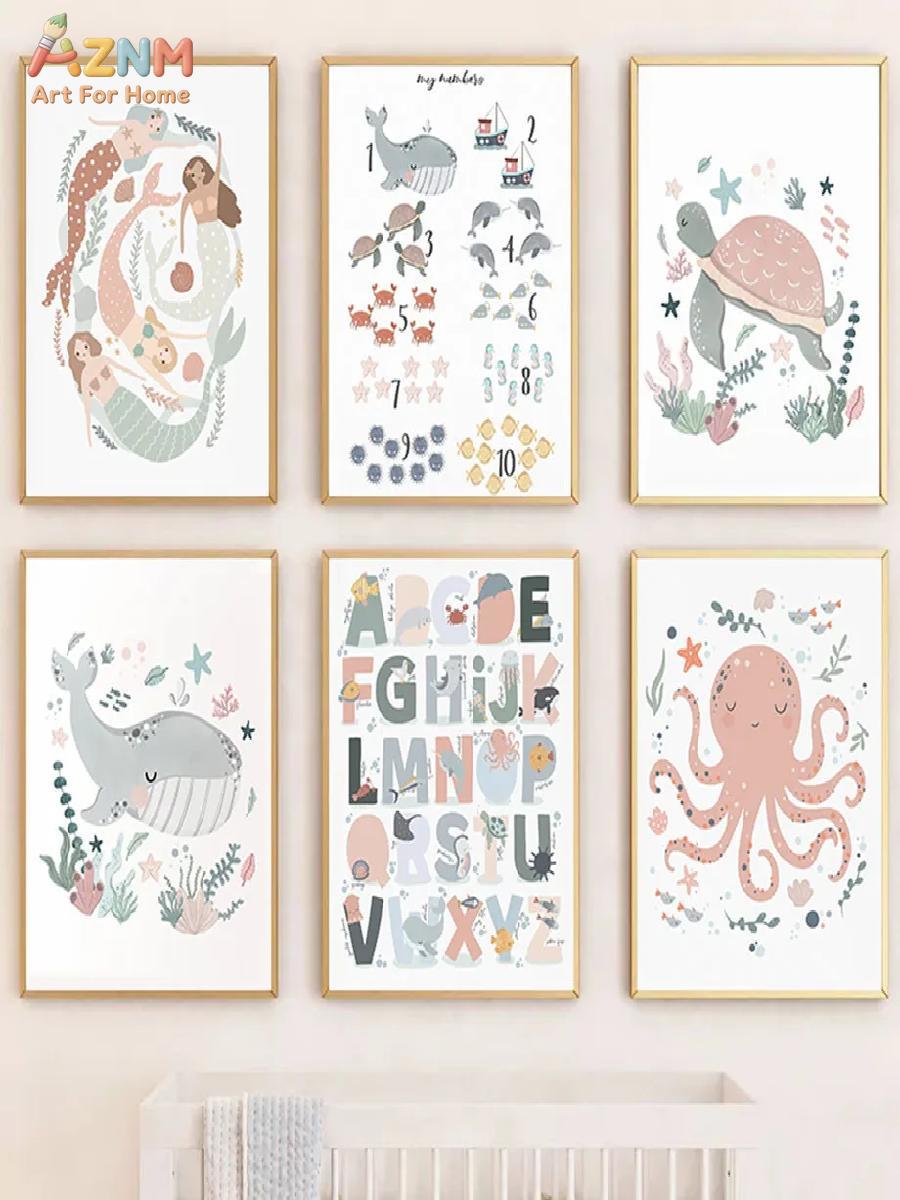 AZNM Quadro Decorativo de Pare - Kids Education Alphabet Numbers avaliação e preço