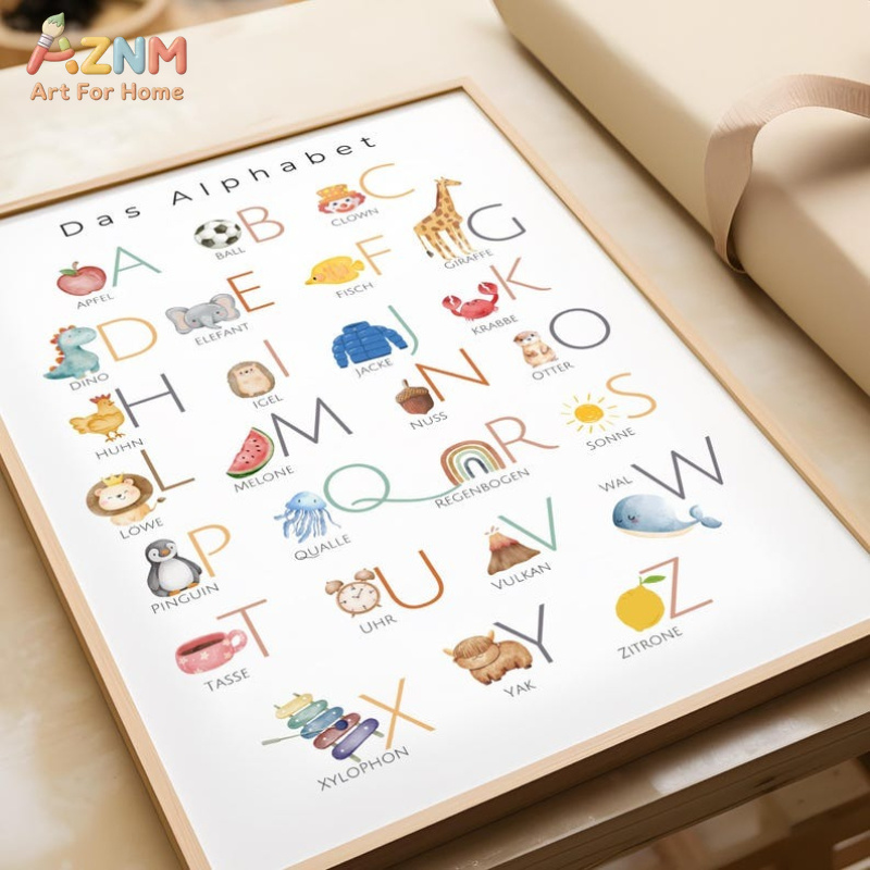 AZNM Arte de Parede em Tela co - Kids Education Alphabet Numbers avaliação e preço