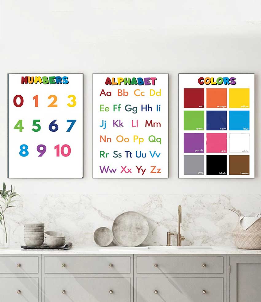 1 pôster educacional sem moldu - Kids Education Alphabet Numbers avaliação e preço